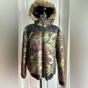 G By Guess Camouflage Puffer Coat